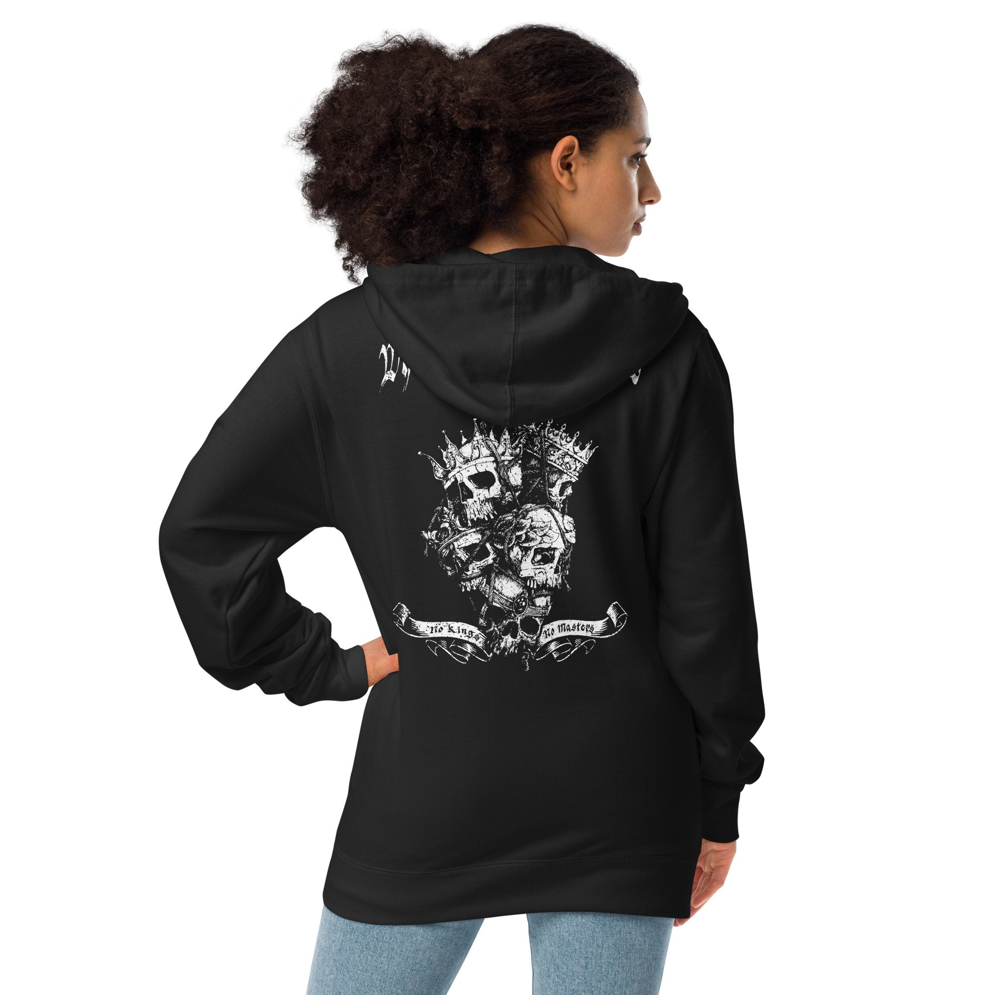 WCC No Kings White Print Unisex fleece zip up hoodie - Image 3