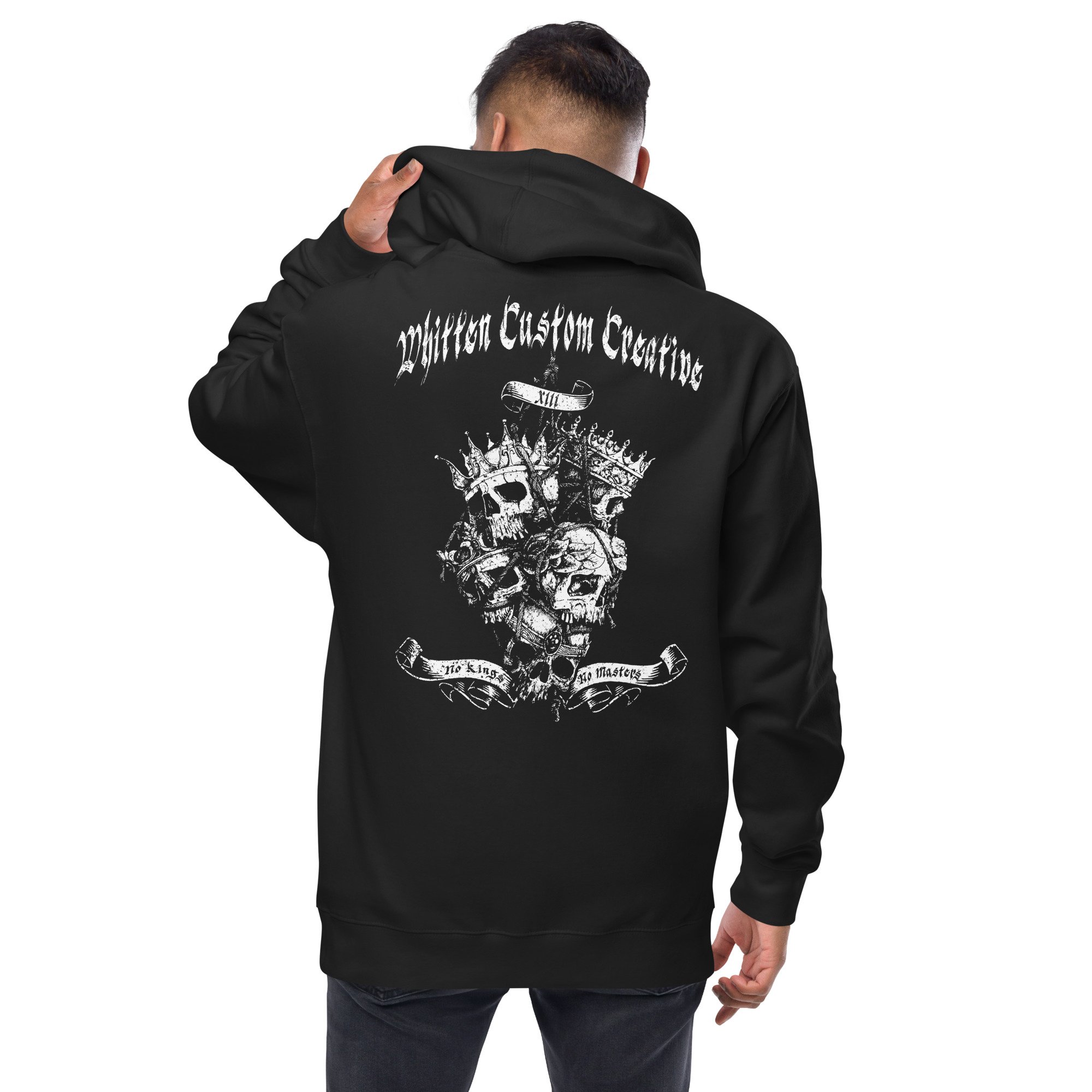 WCC No Kings White Print Unisex fleece zip up hoodie - Image 4