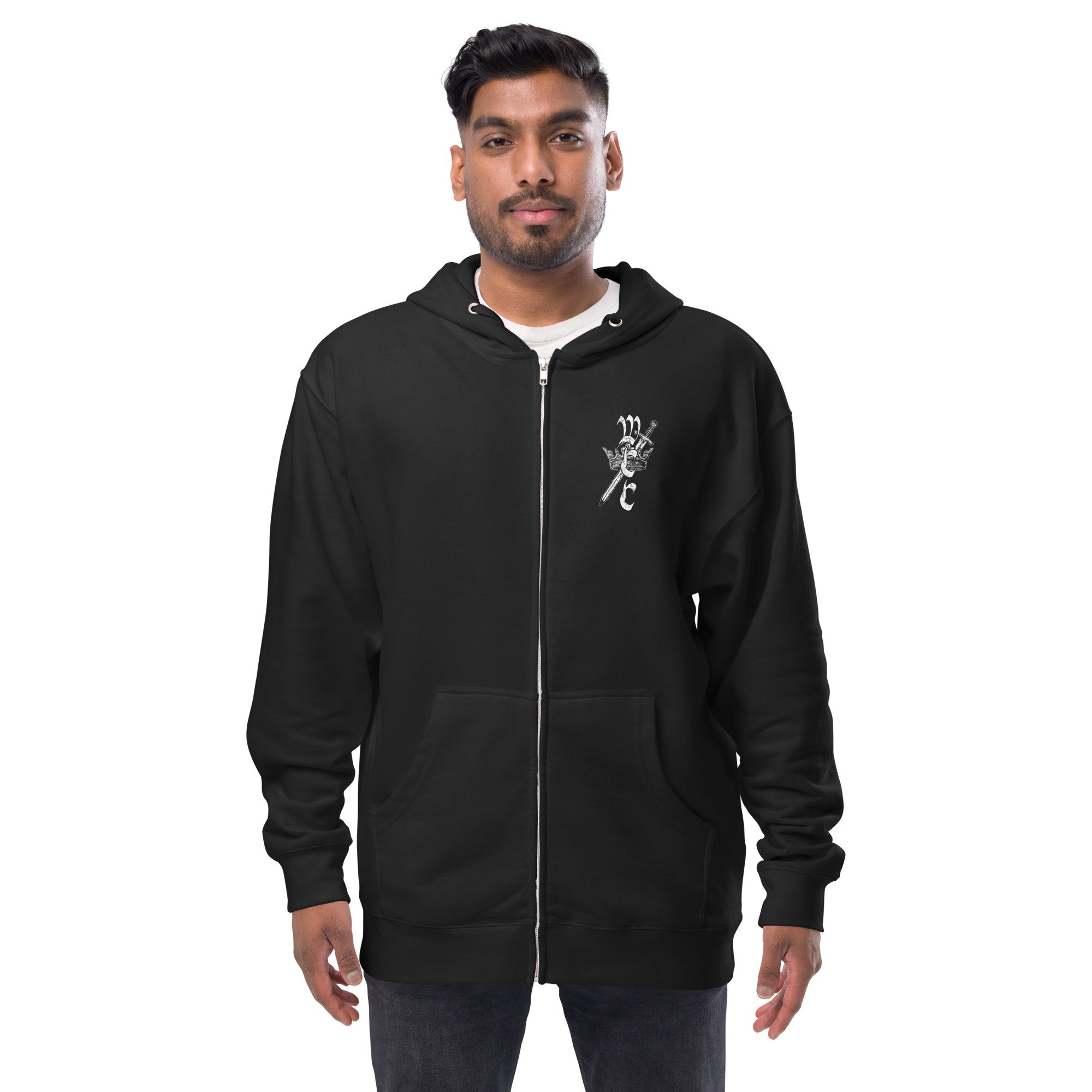 WCC No Kings White Print Unisex fleece zip up hoodie