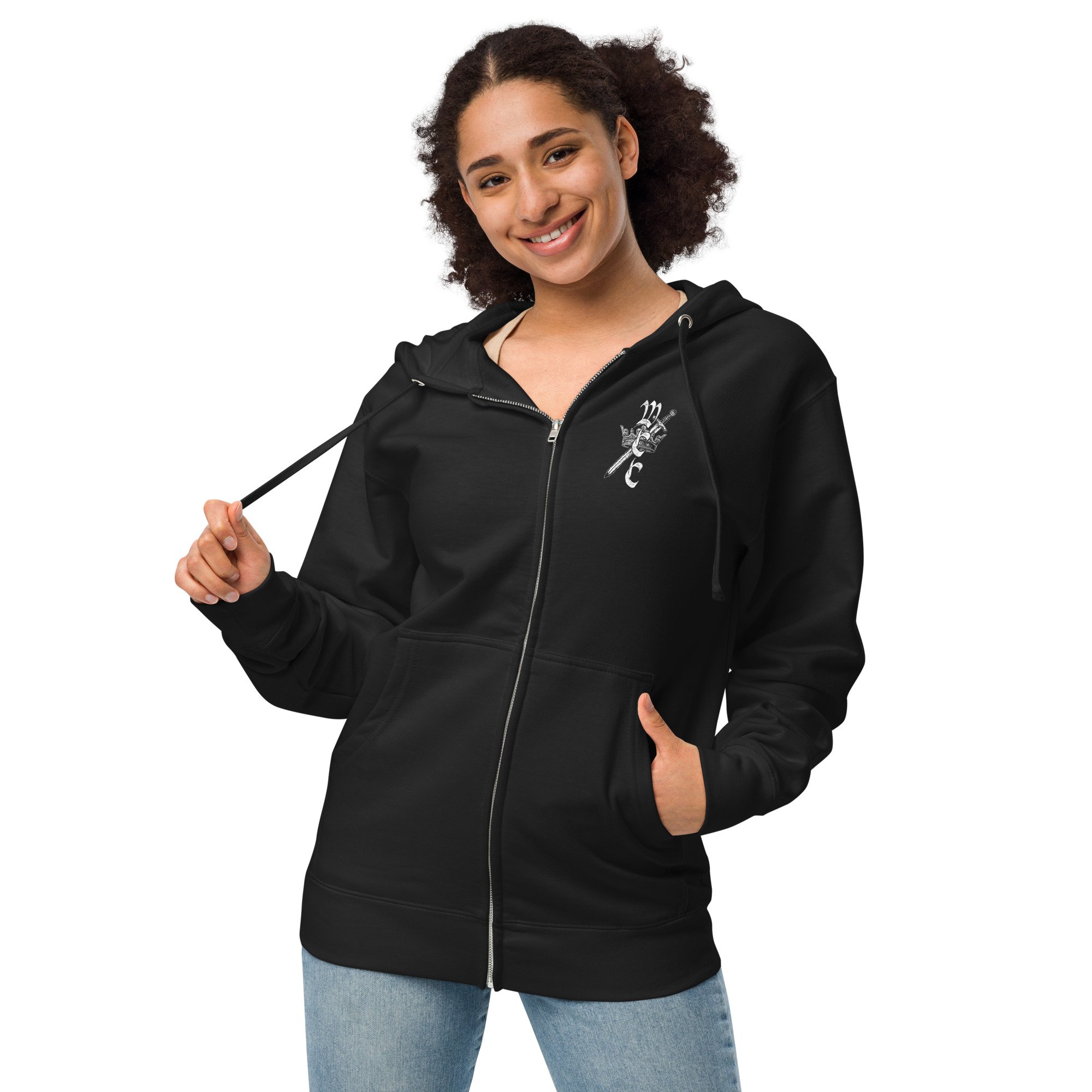 WCC No Kings White Print Unisex fleece zip up hoodie - Image 2